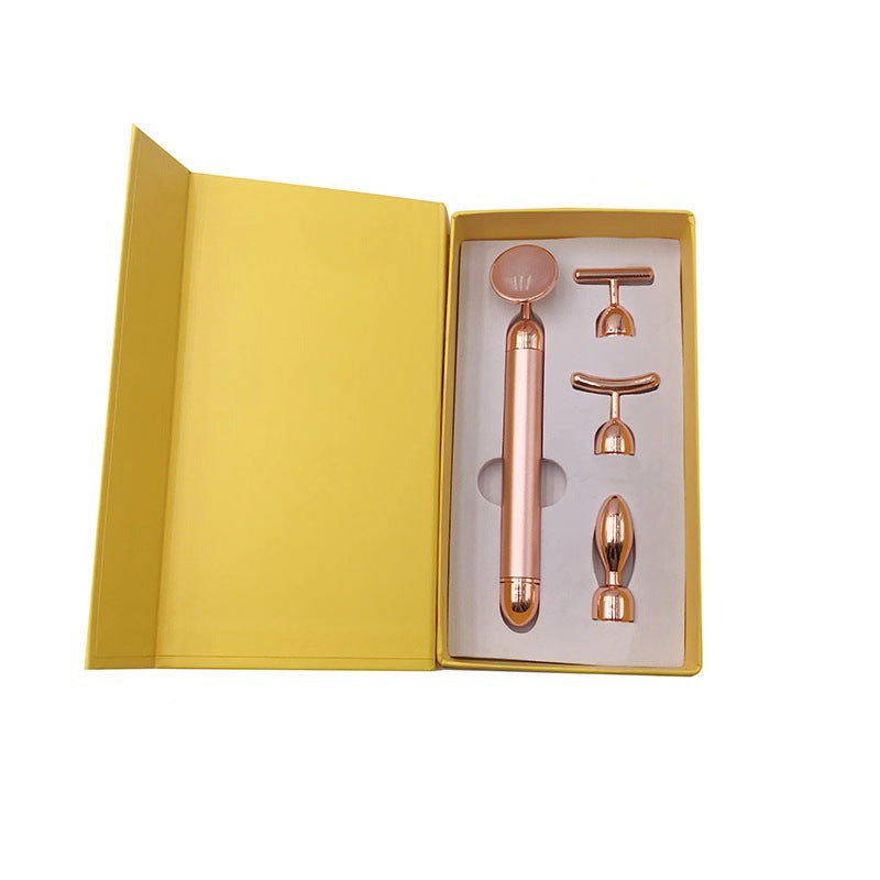 Four-in-one Facial Vibration Massage V Face Jade Massager Beauty Gold Bar