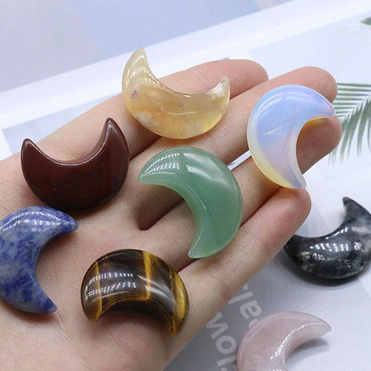30mm Moon Crystal Jewelry Agate Jade Carving Crafts