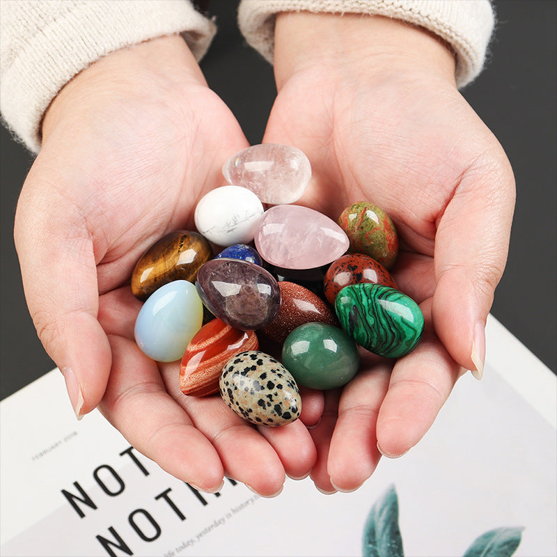 Natural Crystal Jade Egg Rough Stone Office Ornaments