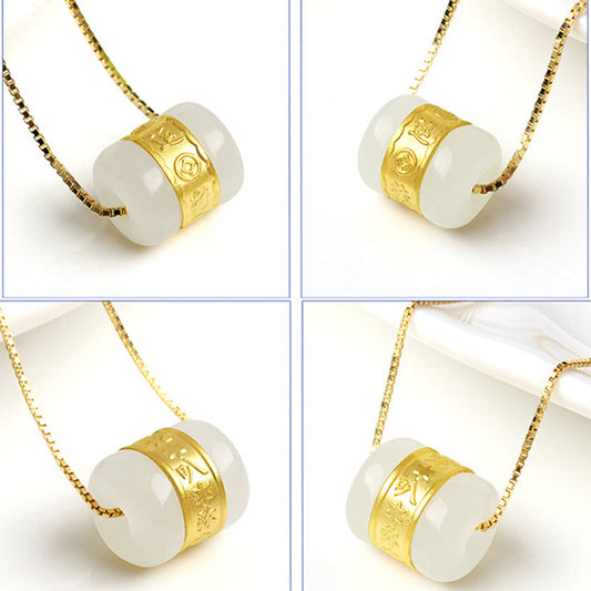 Gold inlaid jade and jade pendants for men and women white jade