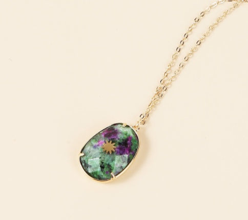 Women Oval Jade Copper Bound Necklace