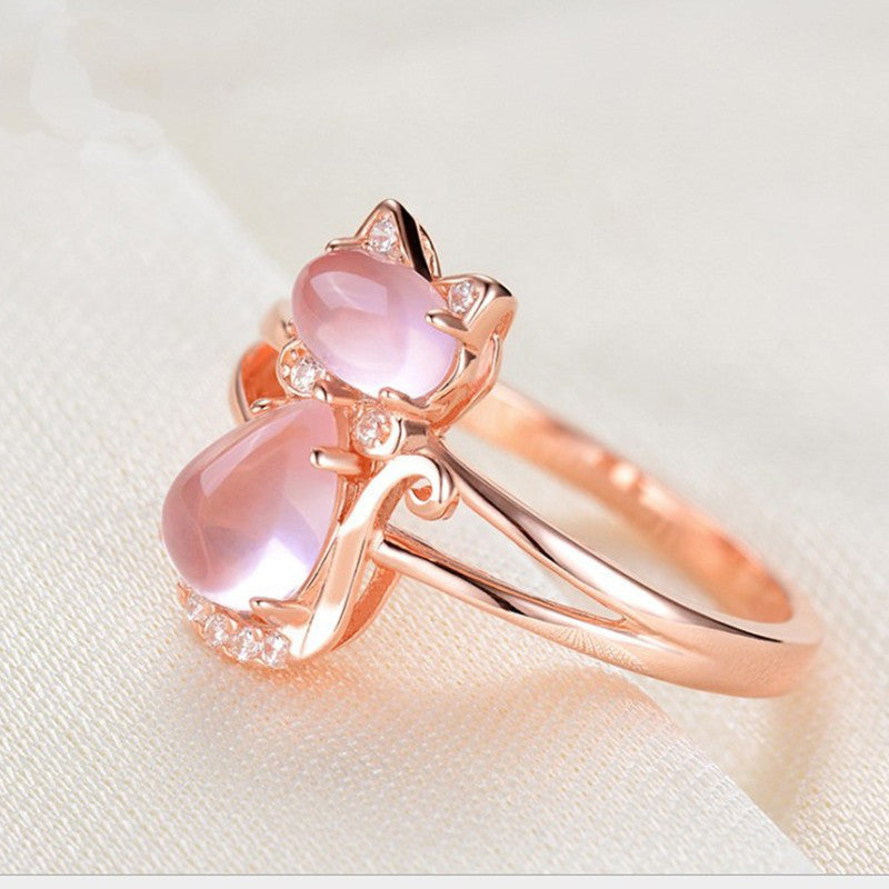 Rose Gold Plated Crystal Cute Animal Ring Stone Crystal