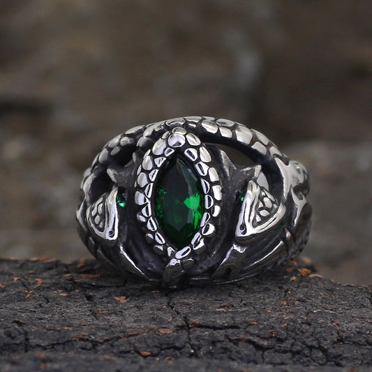 New Stainless Steel Jade Ring Punk