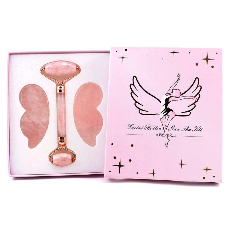 Pink Crystal Roller Butterfly Jade Facial Beauty Massager Jenny Jade