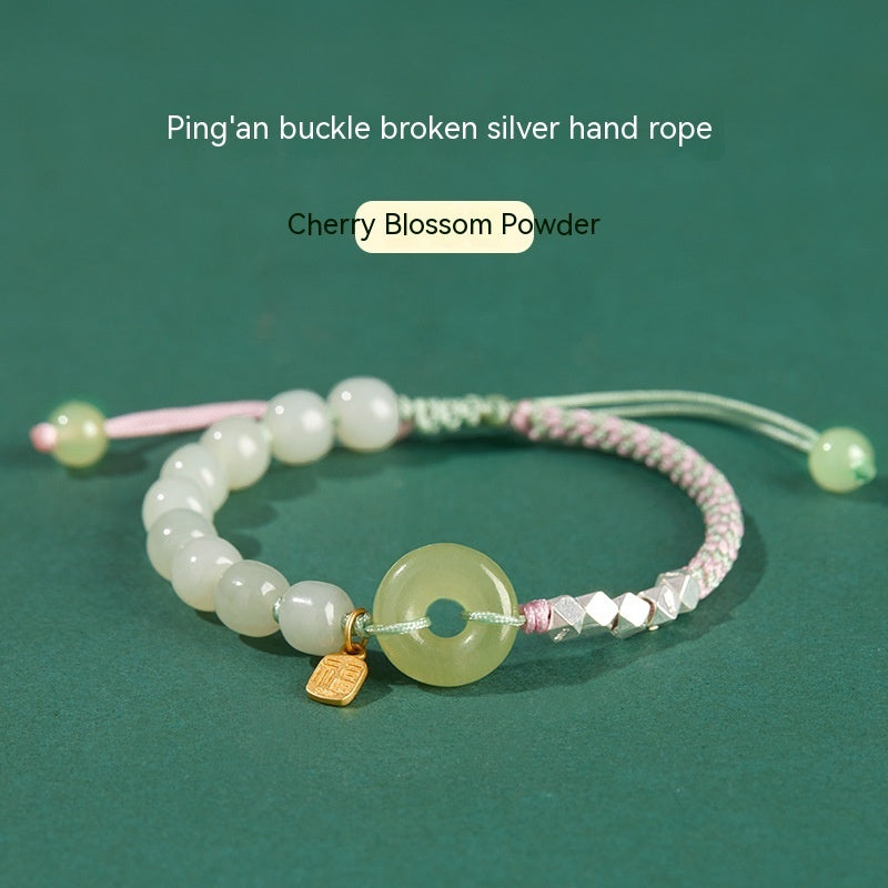 Woven Hetian Jade Safety Buckle Bracelet