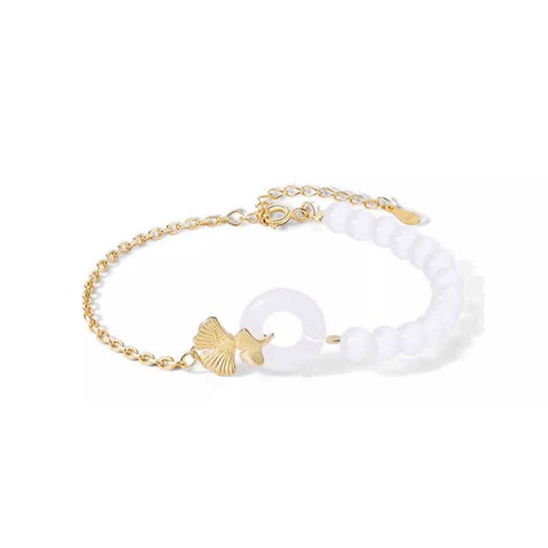 Hetian Jade Peace Buckle Sterling Silver Bracelet