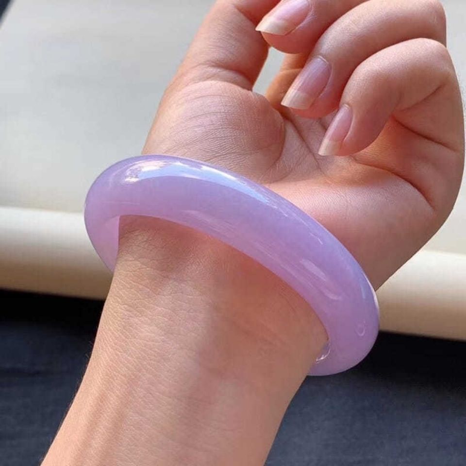 Natural Burma Jade Ice Waxy Kinds Violet Jade Bracelet