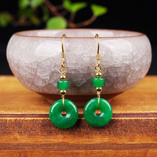 New Elegant Emerald Jade Earrings