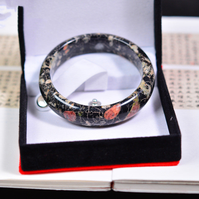 Natural Plum Blossom Jade Round Bar Jade Bracelets