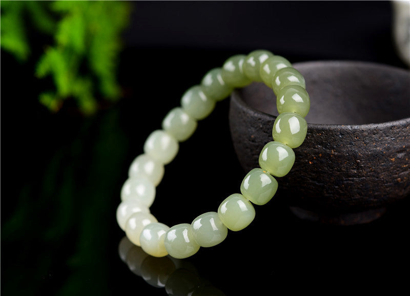 Water gradient jade bucket bead bracelet
