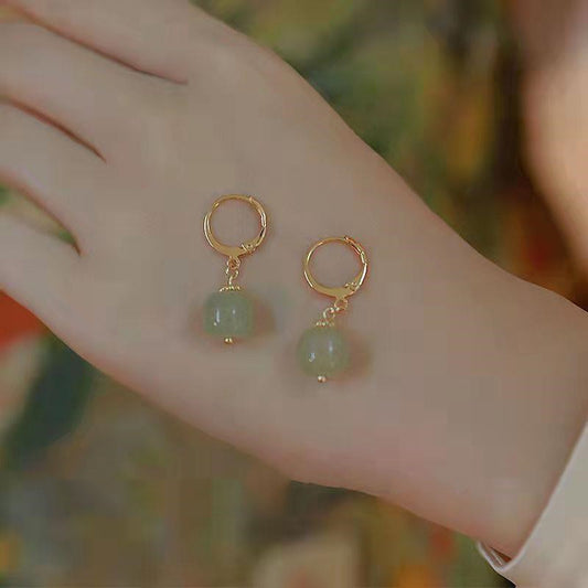 Hetian Jade Earrings Elegance Retro