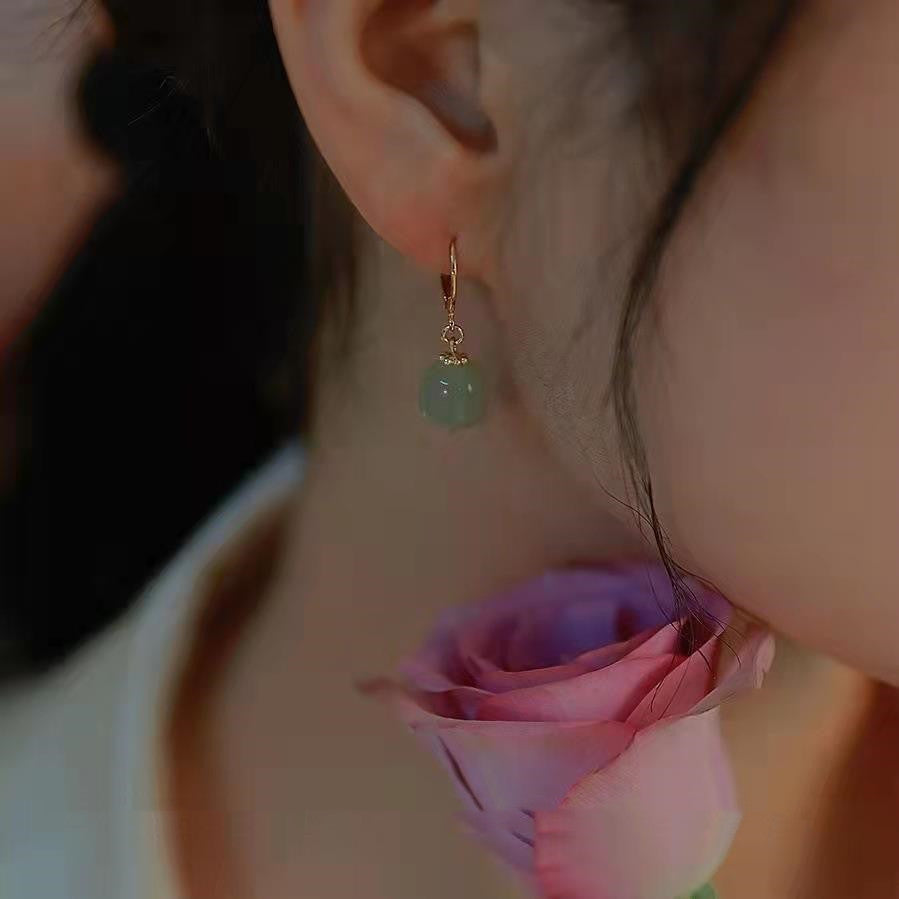 Hetian Jade Earrings Elegance Retro