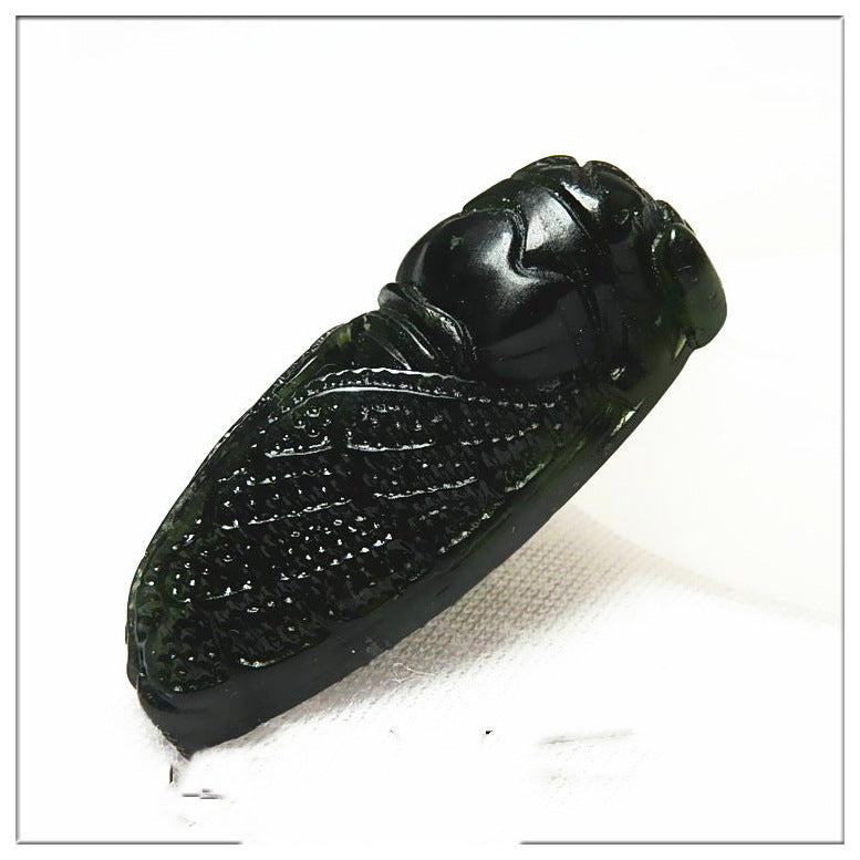 A Living Magnetic Ink Jade Pendant Necklace Serpentine