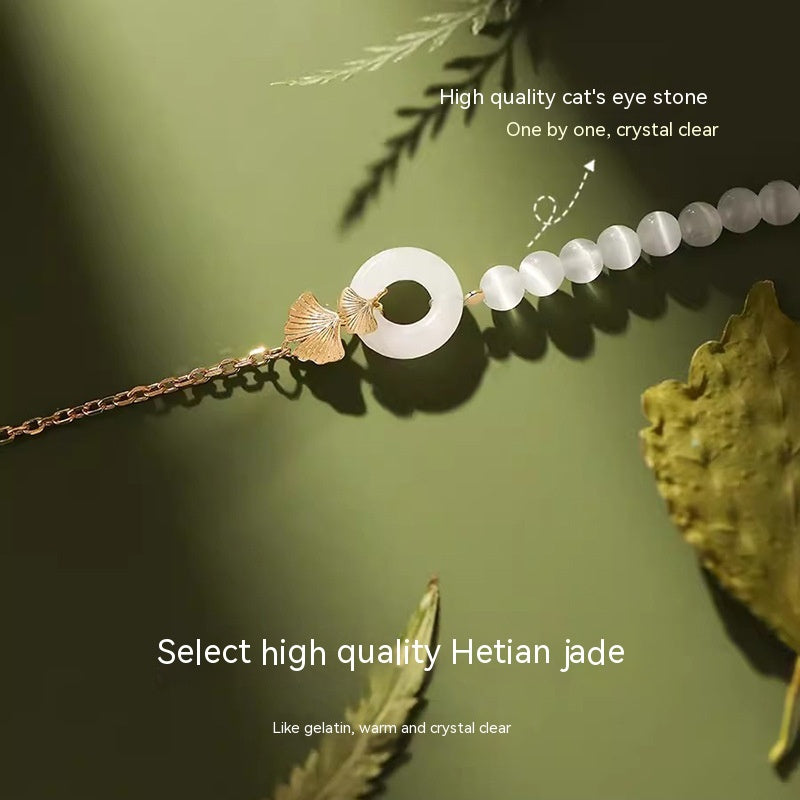 Hetian Jade Peace Buckle Sterling Silver Bracelet