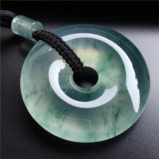 Ice Seed Floating Flower Jade Pendant Necklace
