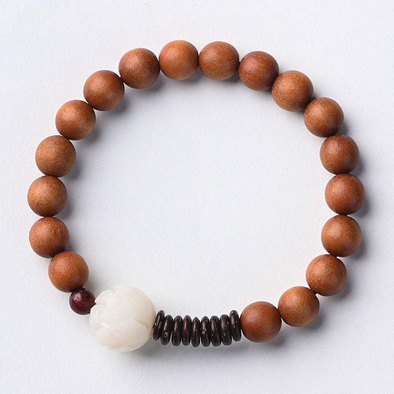 Classic Trendy Design White Jade Bodhi Lotus Bracelet