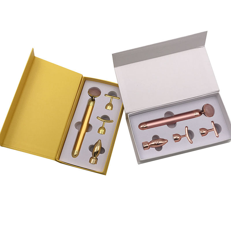 Four-in-one Facial Vibration Massage V Face Jade Massager Beauty Gold Bar