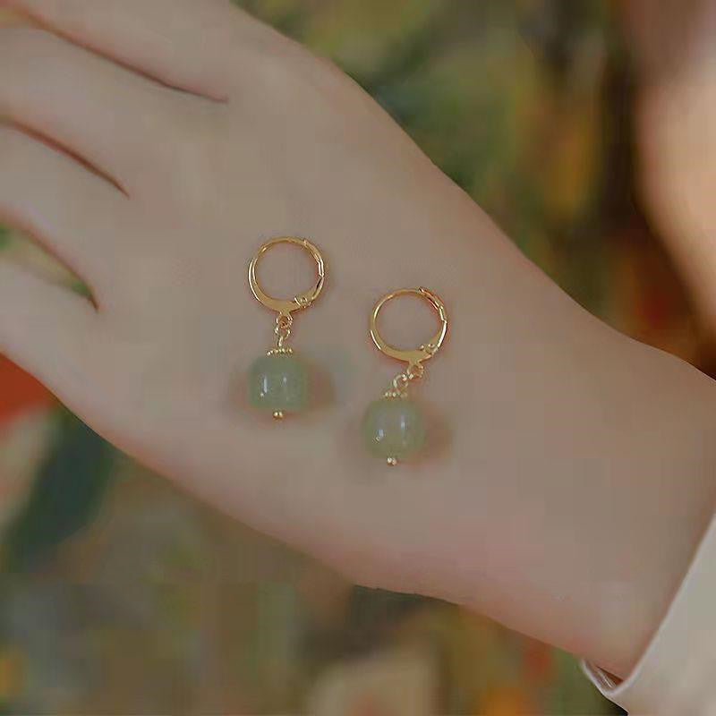 Hetian Jade Earrings Elegance Retro