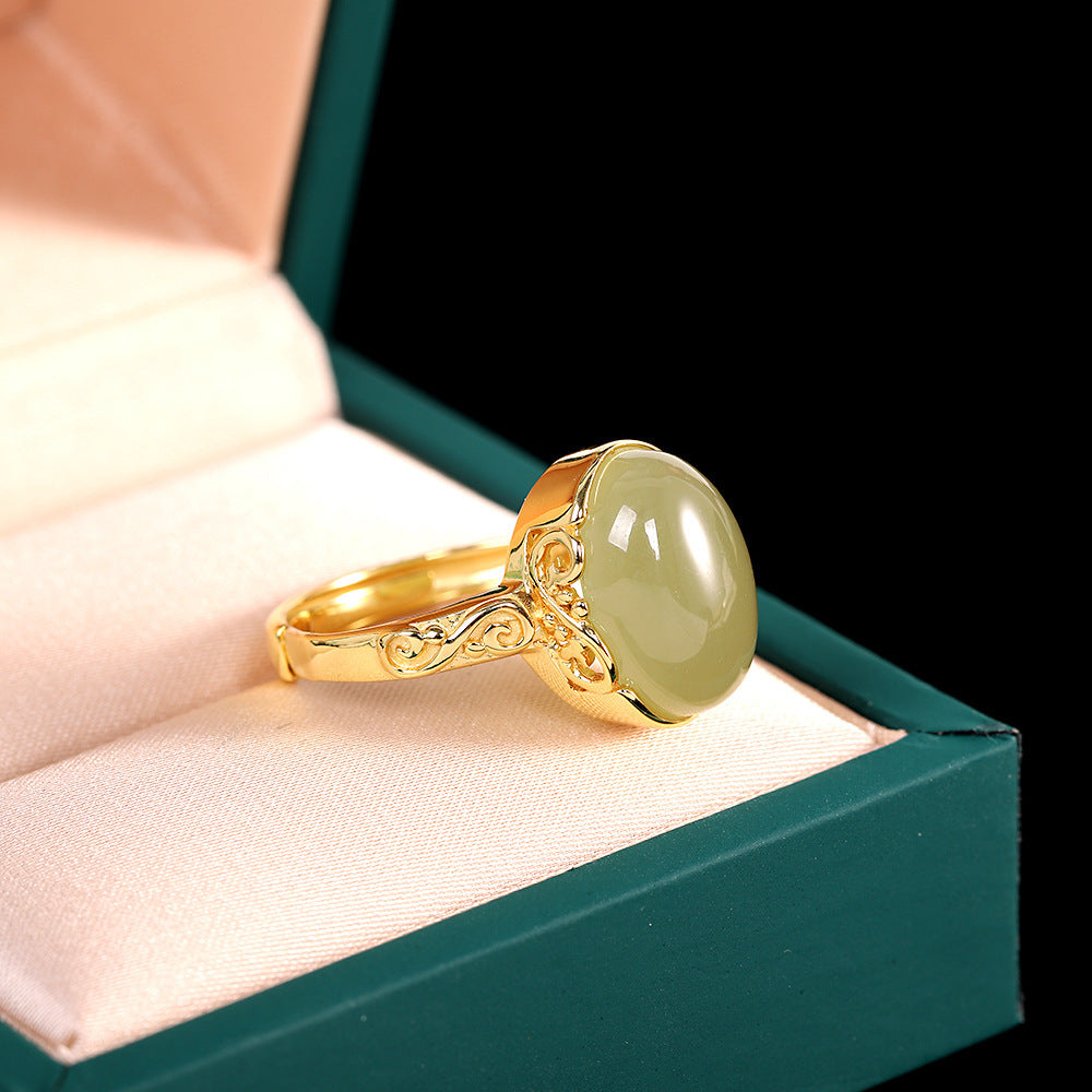 Women's Fashion Simple Hetian Jade Ring