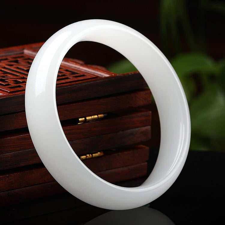 Women's Fine Material Beijing White Jade Flat Bracelet