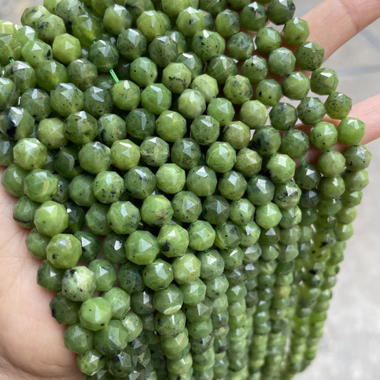 Natural Stone Canadian Jade Faceted Beads