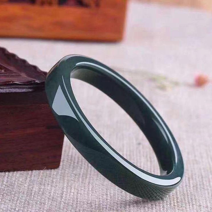 Hetian Jade Gray Jade Bracelet Women's Dark Green