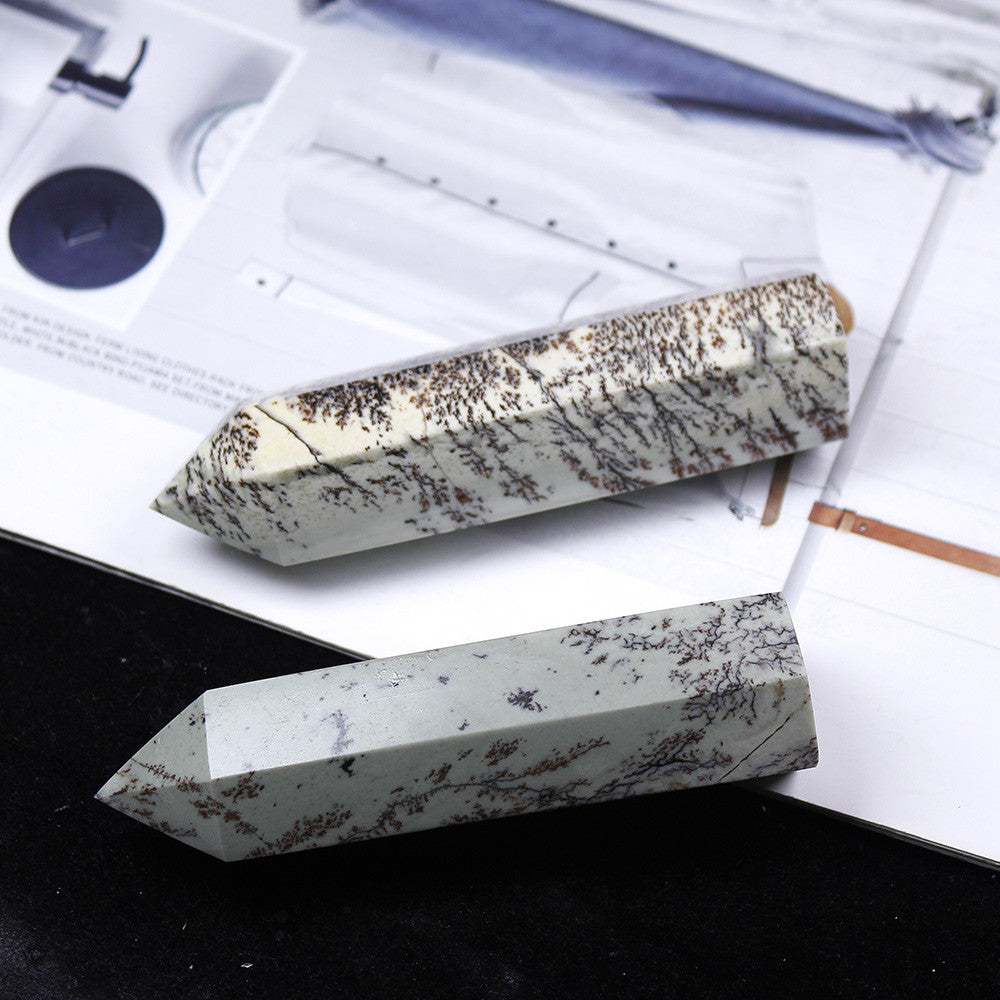 Natural Energy Jade Crystal Hexagonal Single-pointed Column Ornament