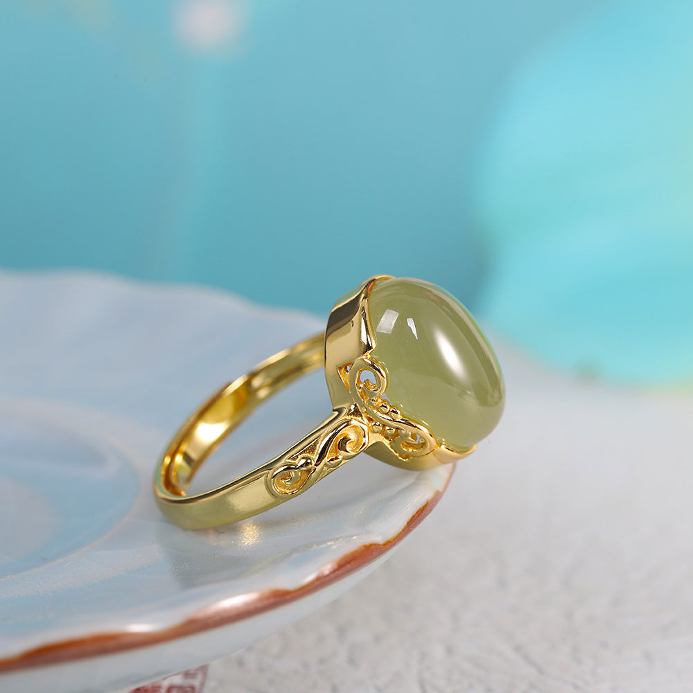 Women's Fashion Simple Hetian Jade Ring