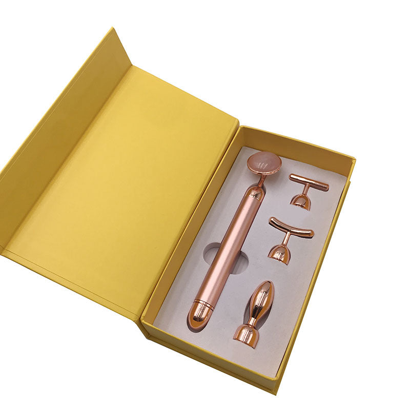 Four-in-one Facial Vibration Massage V Face Jade Massager Beauty Gold Bar