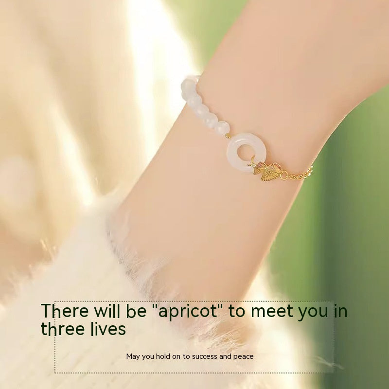 Hetian Jade Peace Buckle Sterling Silver Bracelet