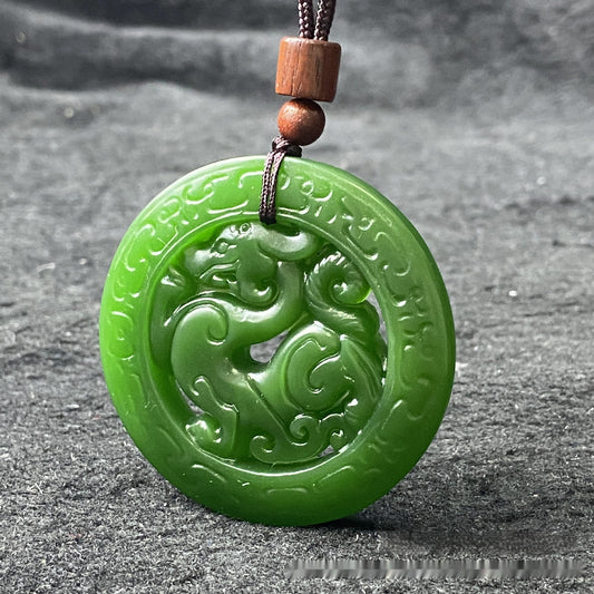 Hotan Jade Antique Dragon Carved Pendant