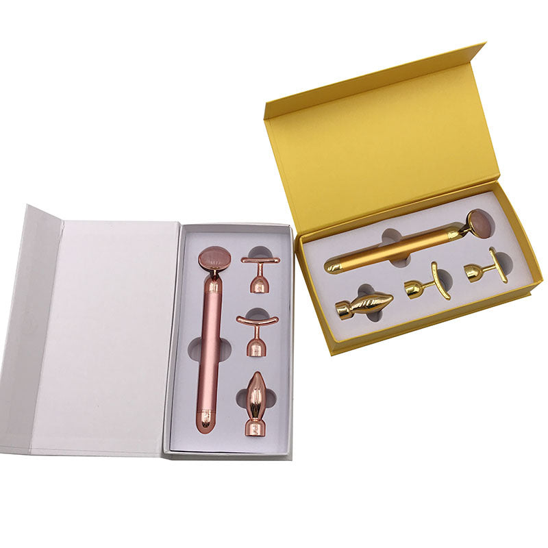 Four-in-one Facial Vibration Massage V Face Jade Massager Beauty Gold Bar
