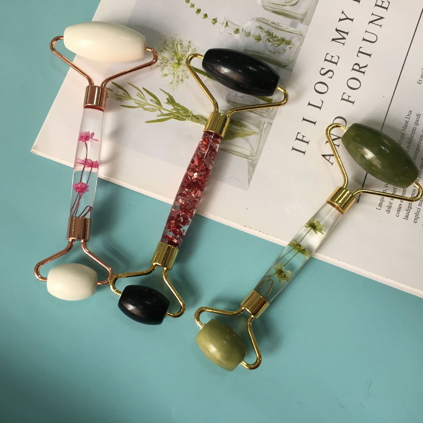 Jade Craft Resin Stick Double Jade Roller Massager