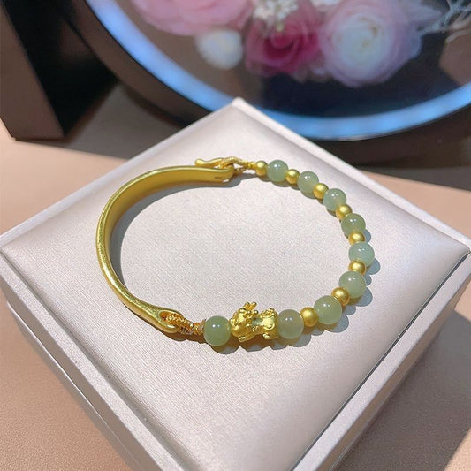 Golden Half Bracelet Hetian Jade