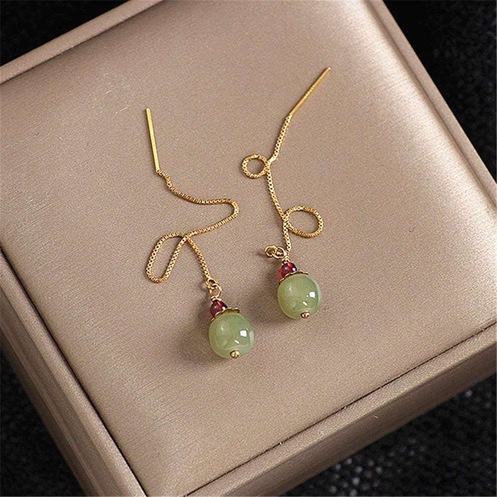 Women's Natural Hetian Jade Clear Water Earrings