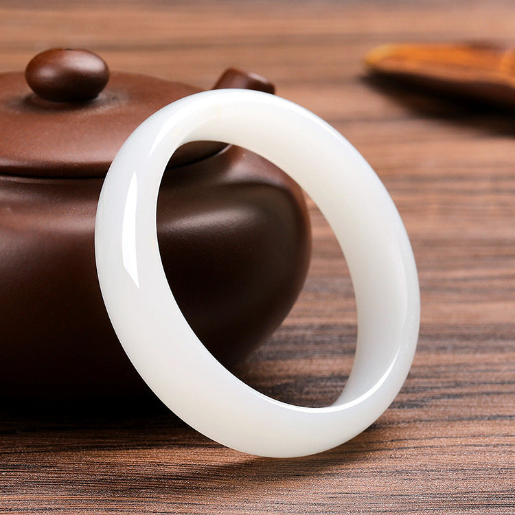 Women's Fine Material Beijing White Jade Flat Bracelet