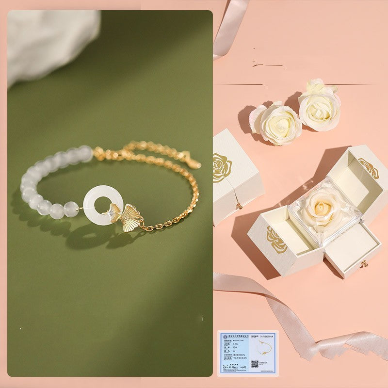 Hotan Jade Sterling Silver Bracelet Girl