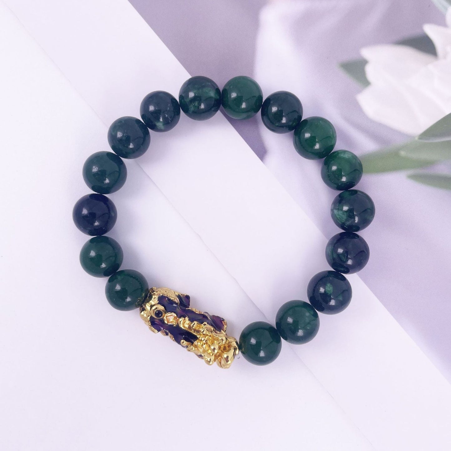 Natural Jade Discolored Pixiu Bracelet Male