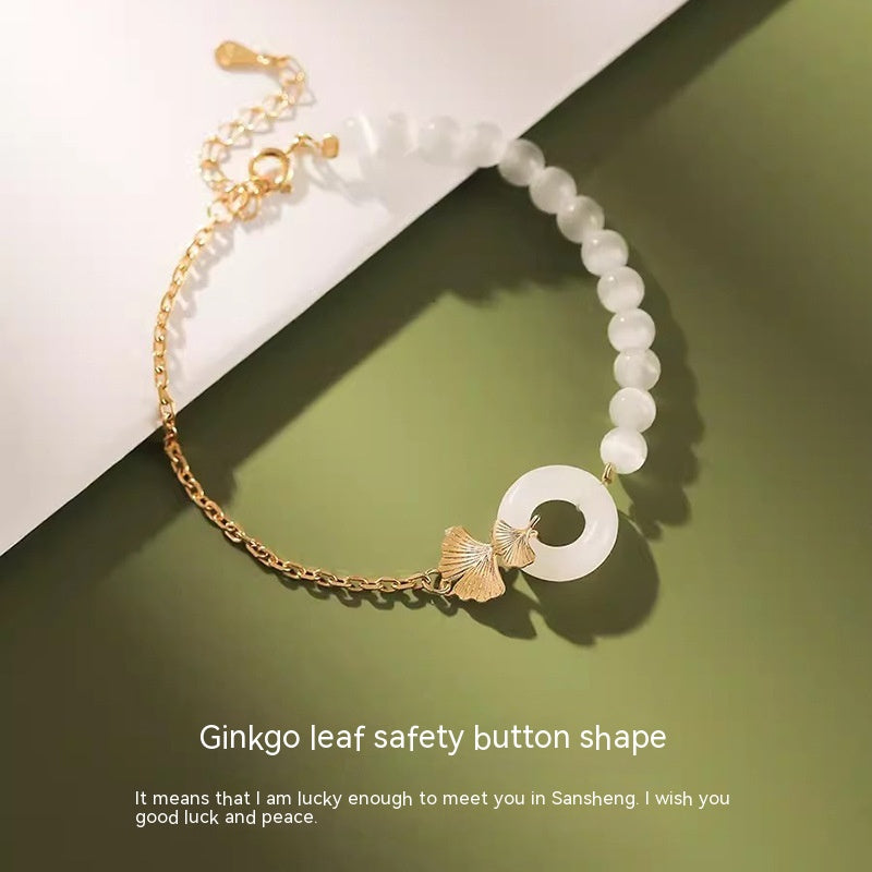 Hetian Jade Peace Buckle Sterling Silver Bracelet