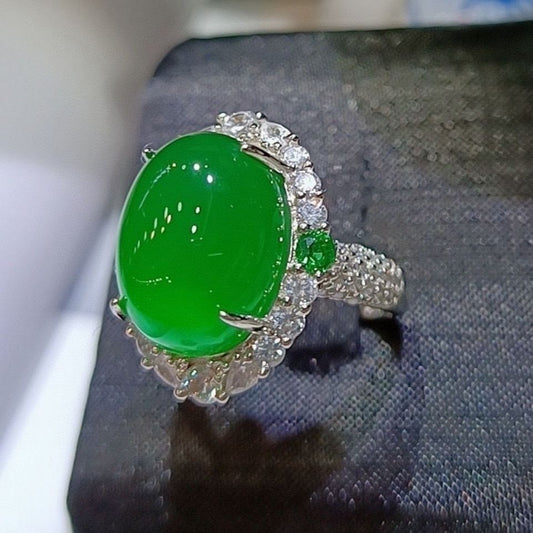 Green Agate Jade Women's Ring