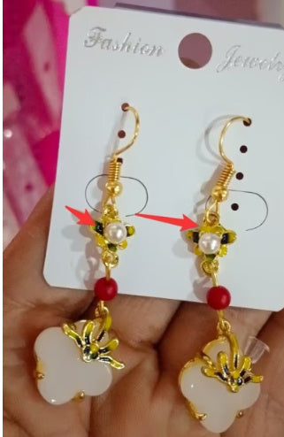 Lotus Tassel Hetian Jade Stud Earrings