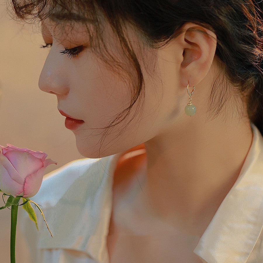 Hetian Jade Earrings Elegance Retro