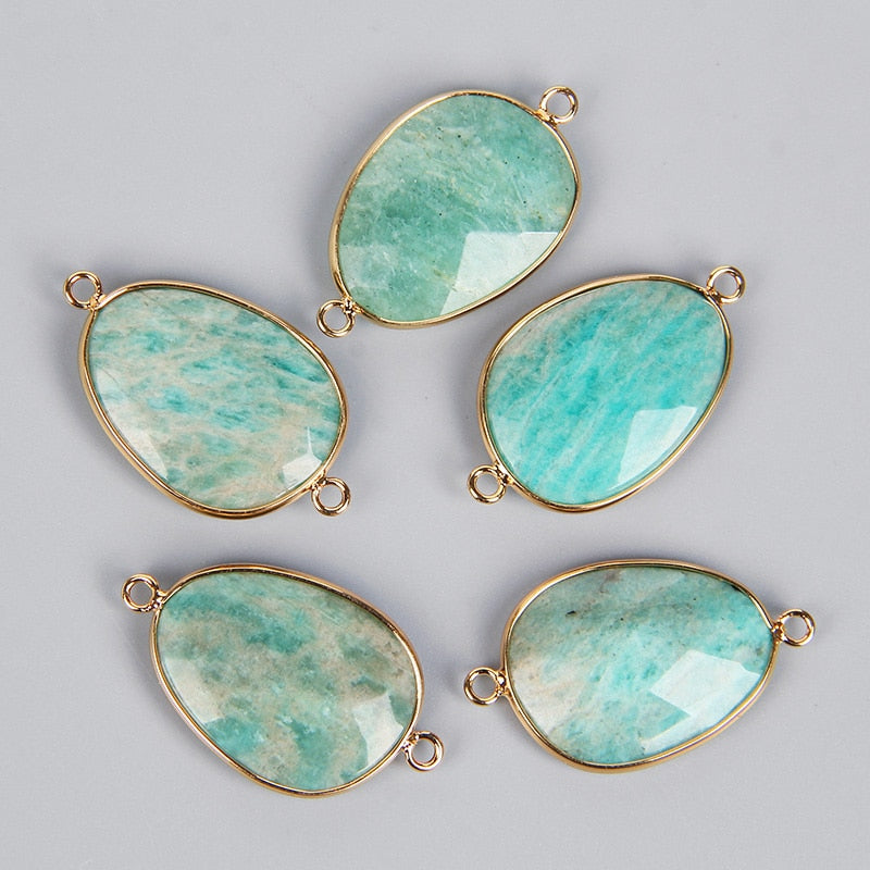 Double Sided Faceted Natural Stone Slice Charm