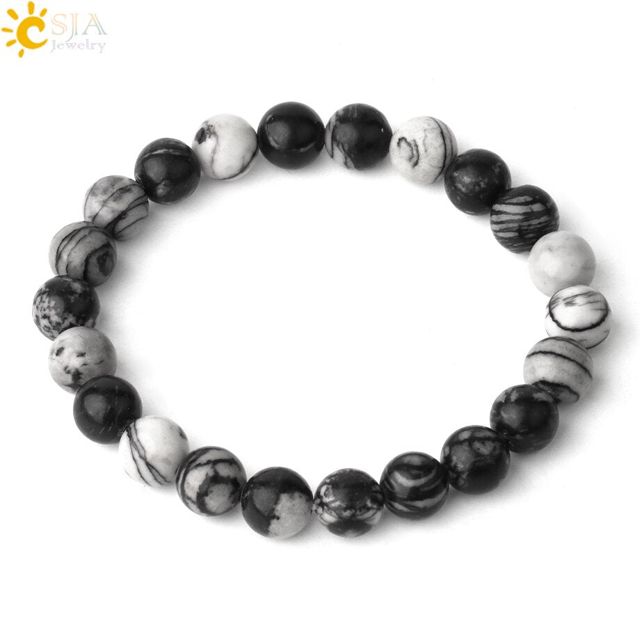 Natural Stones Strand Bracelets Single Color