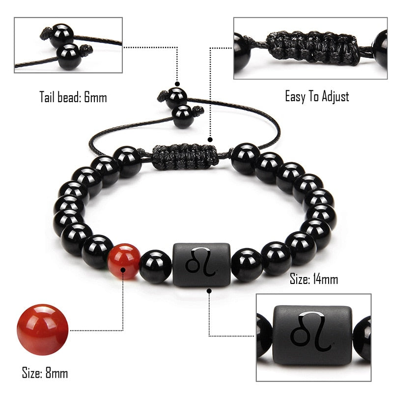 12 Constellation Couple Bracelet Black Stone Bracelets