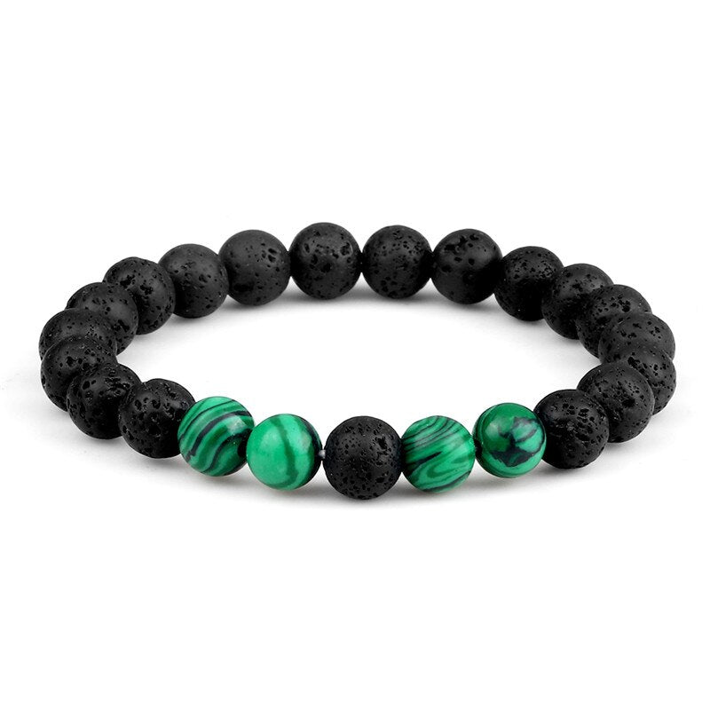 Couples Beaded Bracelet 8mm Natural Black Lava
