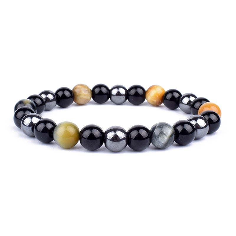 Men Bracelets 10mm Natural Stone Black Onyx