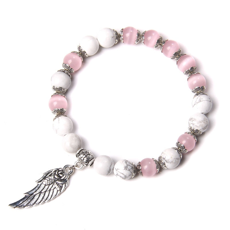 Handmade Rose Angel Wing Bracelet Natural Pink