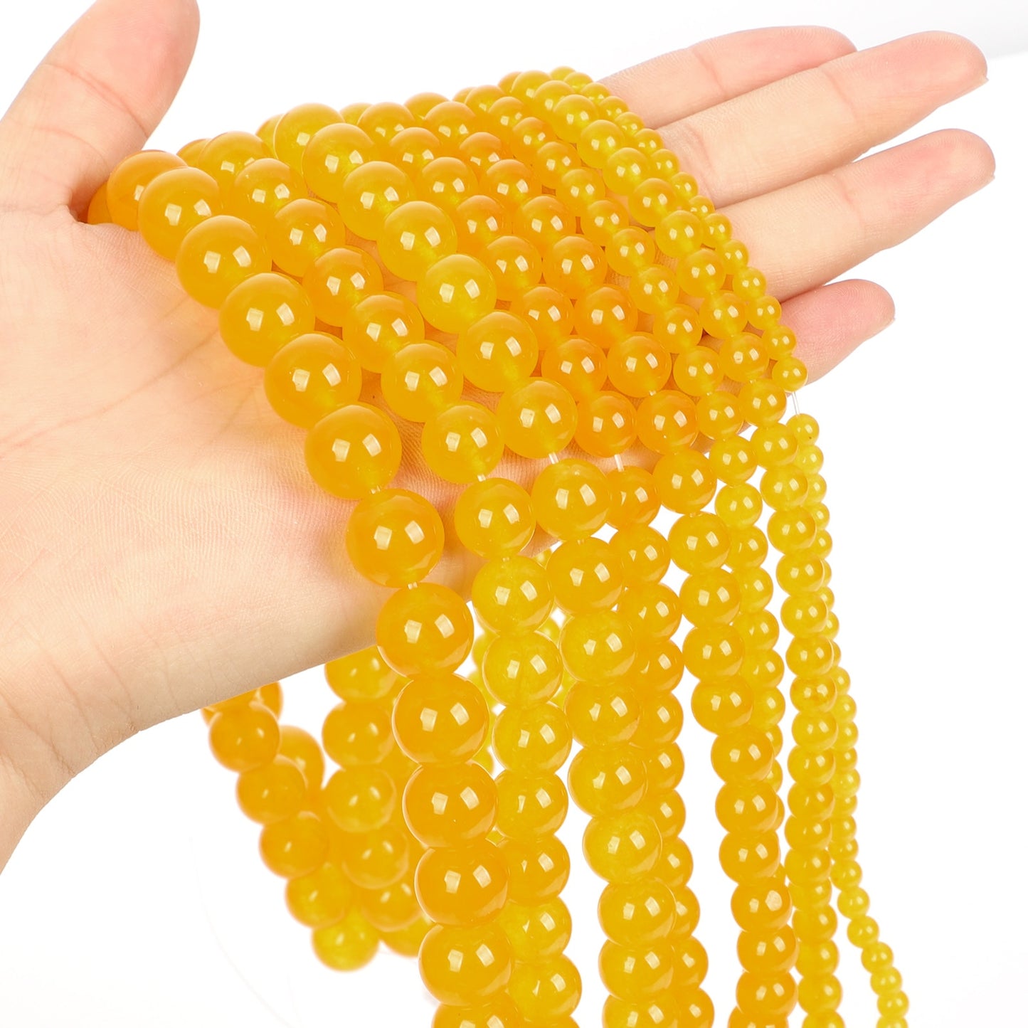 Stone Beads Yellow Chalcedony Jades Round Loose Beads