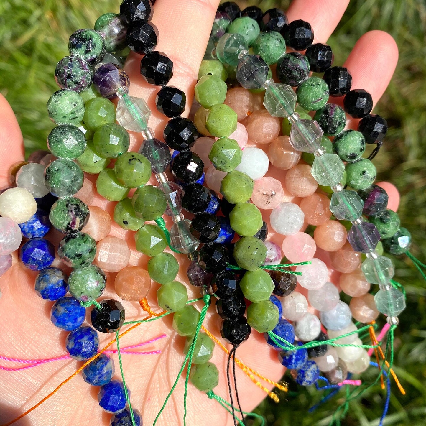 Round Loose Gemstone Beads Bracelet Necklace